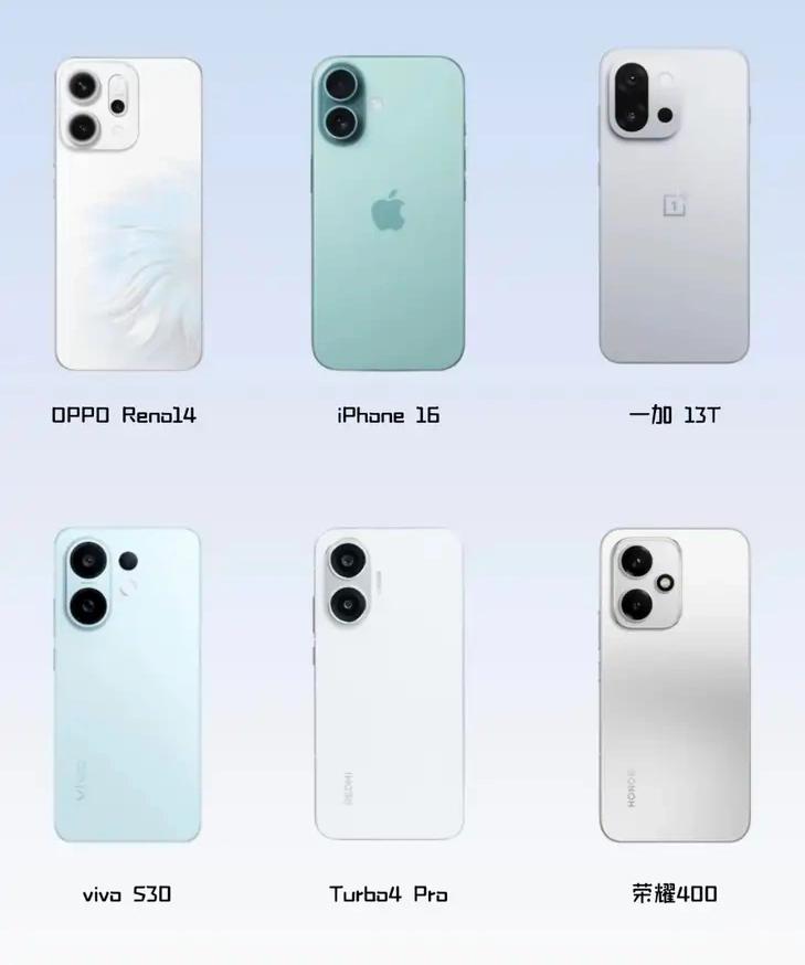 现在的安卓和iPhone 16放在一起，第一眼还真有点分不清。

尤其是摄像头区