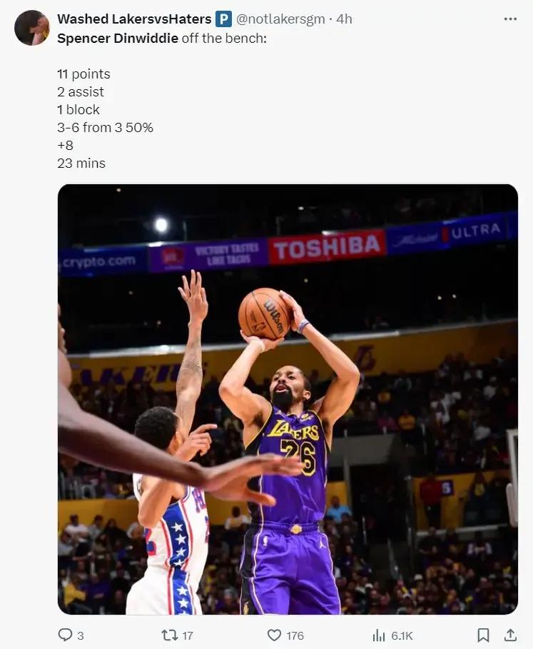 丁维迪不满意出场时间，哈姆会让他打首发，里弗斯打替补吗？
第一，丁维迪加盟湖人后