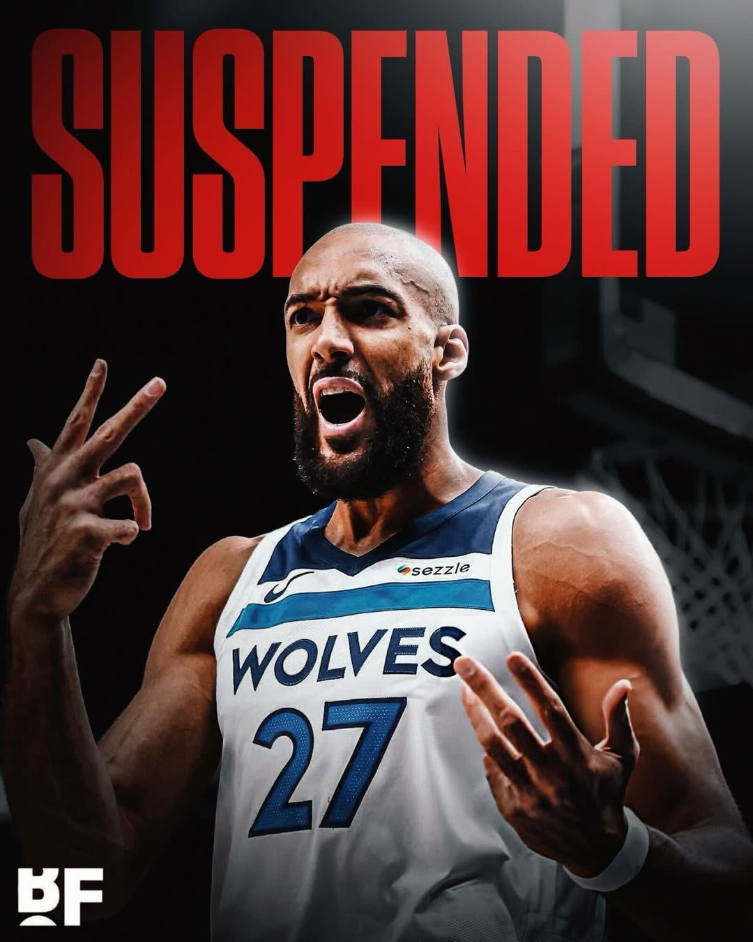 戈贝尔在对阵独行侠的比赛里再次领到恶意犯规，本赛季恶犯积分累计达到7分，自动停赛