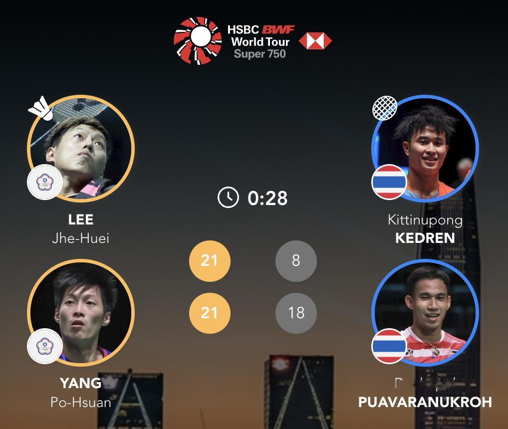李哲辉/杨博轩 21-8、21-18 🇹🇭德差波/吉丁努蓬2025年中国羽毛