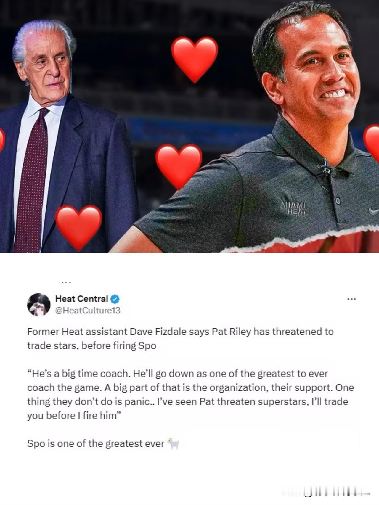 宁可交易詹姆斯，也不会解雇斯波斯特拉？
前热火队助教戴夫-菲茲代尔在播客节目中透