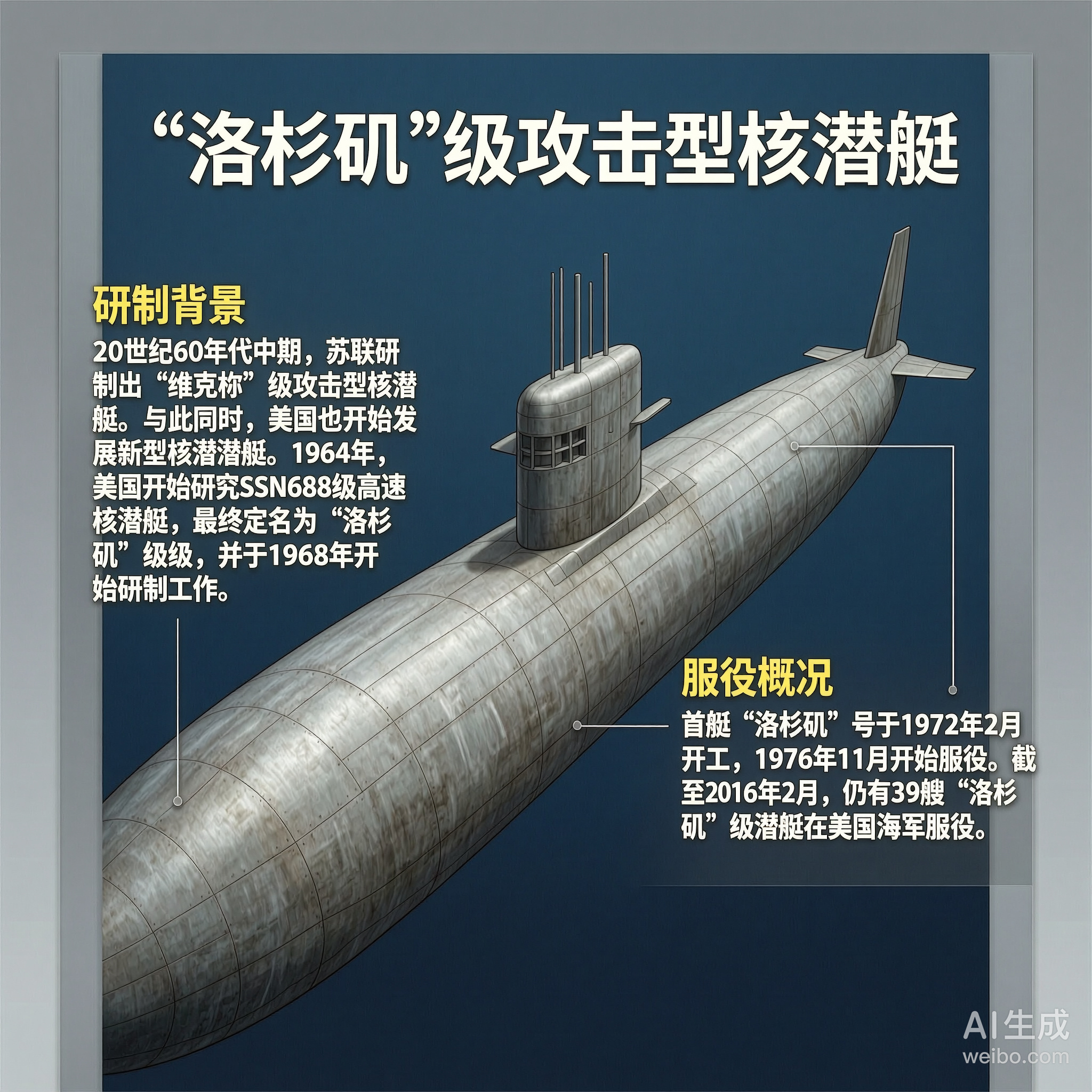 军事ai新视野 美国“洛杉矶”级潜艇“洛杉矶”级潜艇是美国于20世纪70年代初开