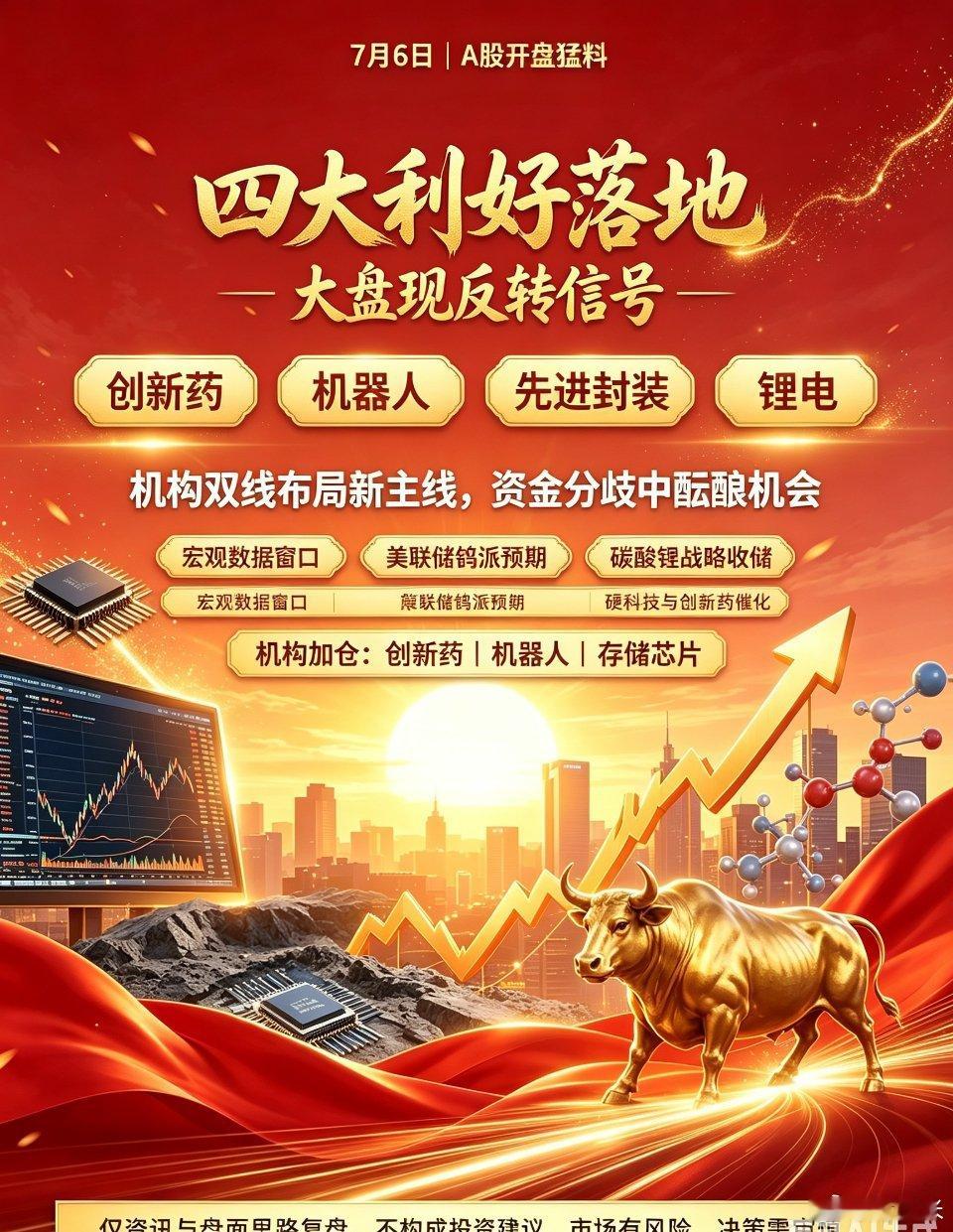 7月6日开盘重磅猛料梳理：本周多重利好轮番落地，大盘反转信号逐步显现🔥一、四大