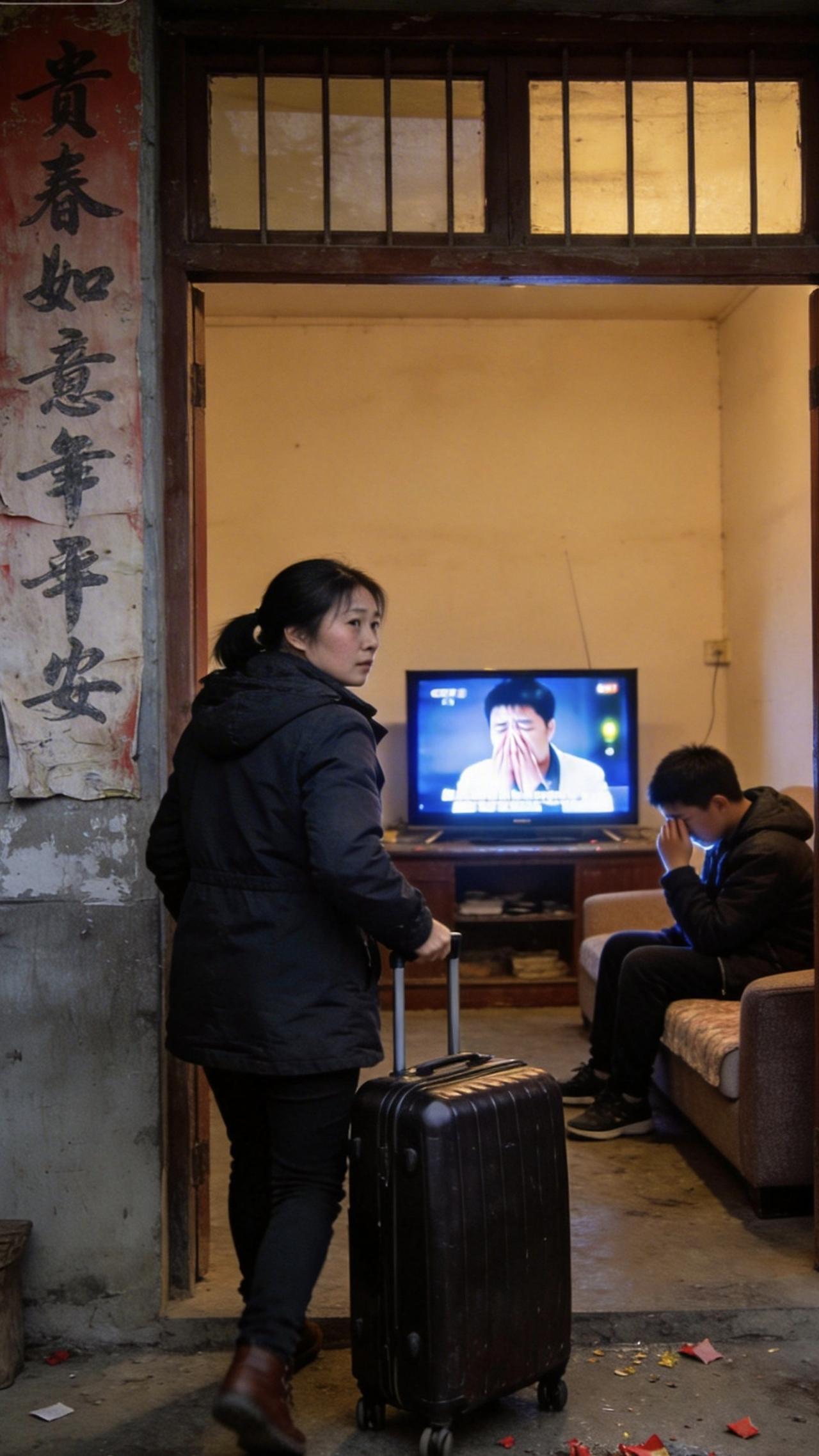 《打工的心酸》。
贵州黔东南的吊脚楼外，初六的晨雾还没散，青石板路上残留着昨夜鞭