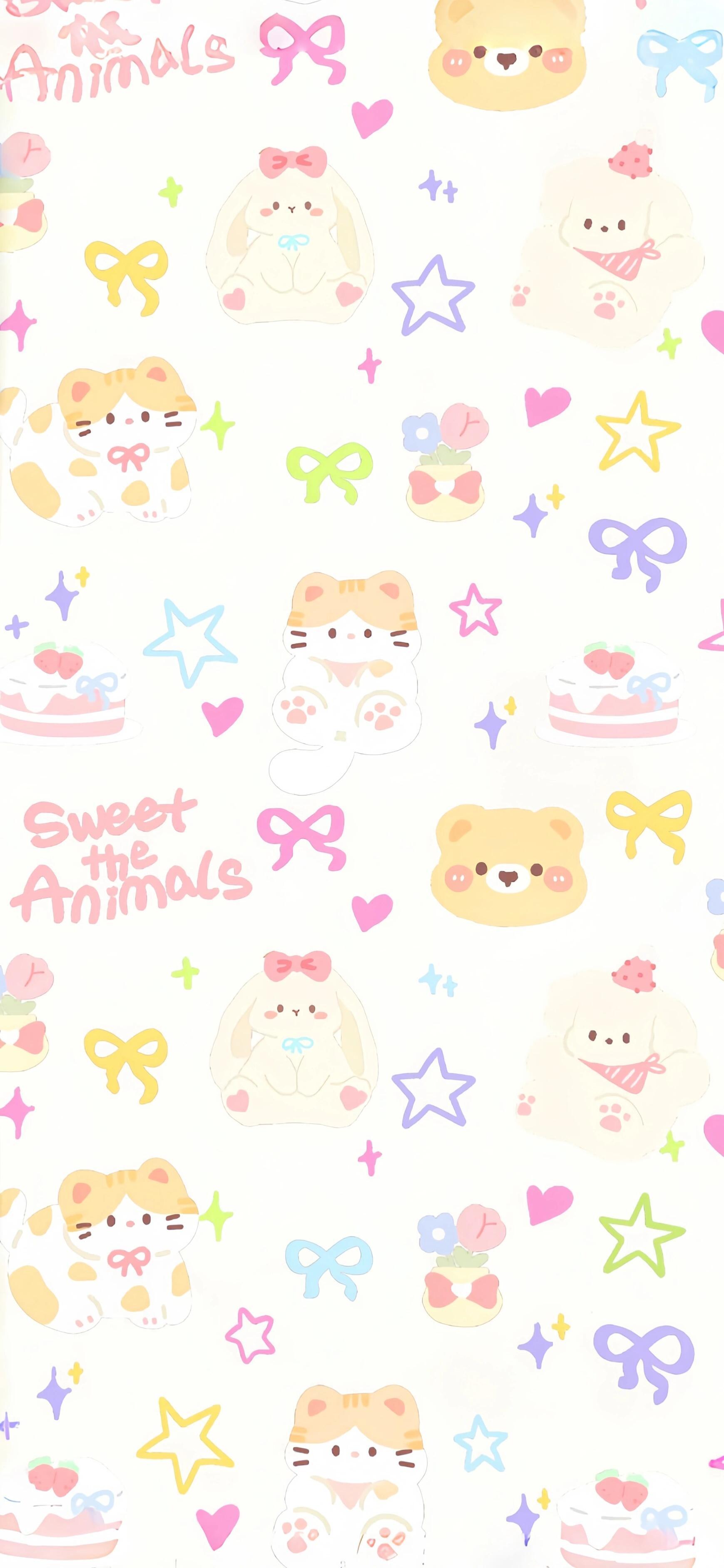 可爱卡通小动物壁纸🐹🐱🐶🧸🐘🍬🎉 