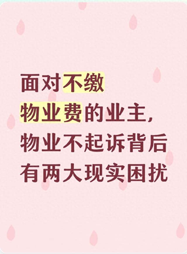 面对不缴物业费的业主，物业不起诉背后有两大现实困扰