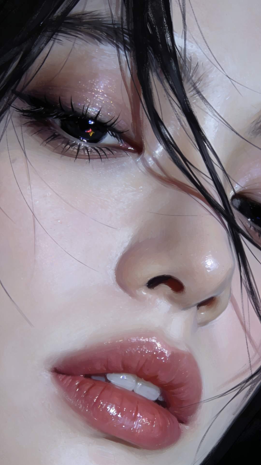 这个口红也太漂亮了吧，一缕头发掠过梦幻般的眼睛，整个妆容魅力无穷，太美了！
 我