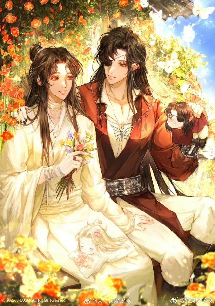 天官赐福  花怜  花怜婚后日常！好有爱的一家四口呀[哇][哇][哇] 