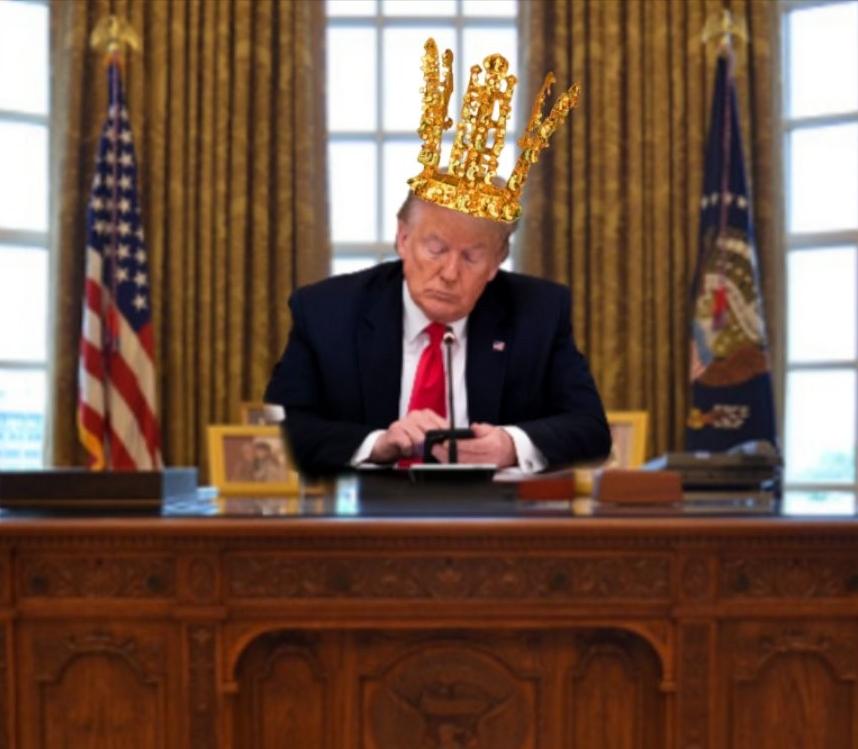 韩国人把特朗普坑惨了。现在美国人制作了特朗普戴上韩国王冠的样子。特朗普戴上韩国王