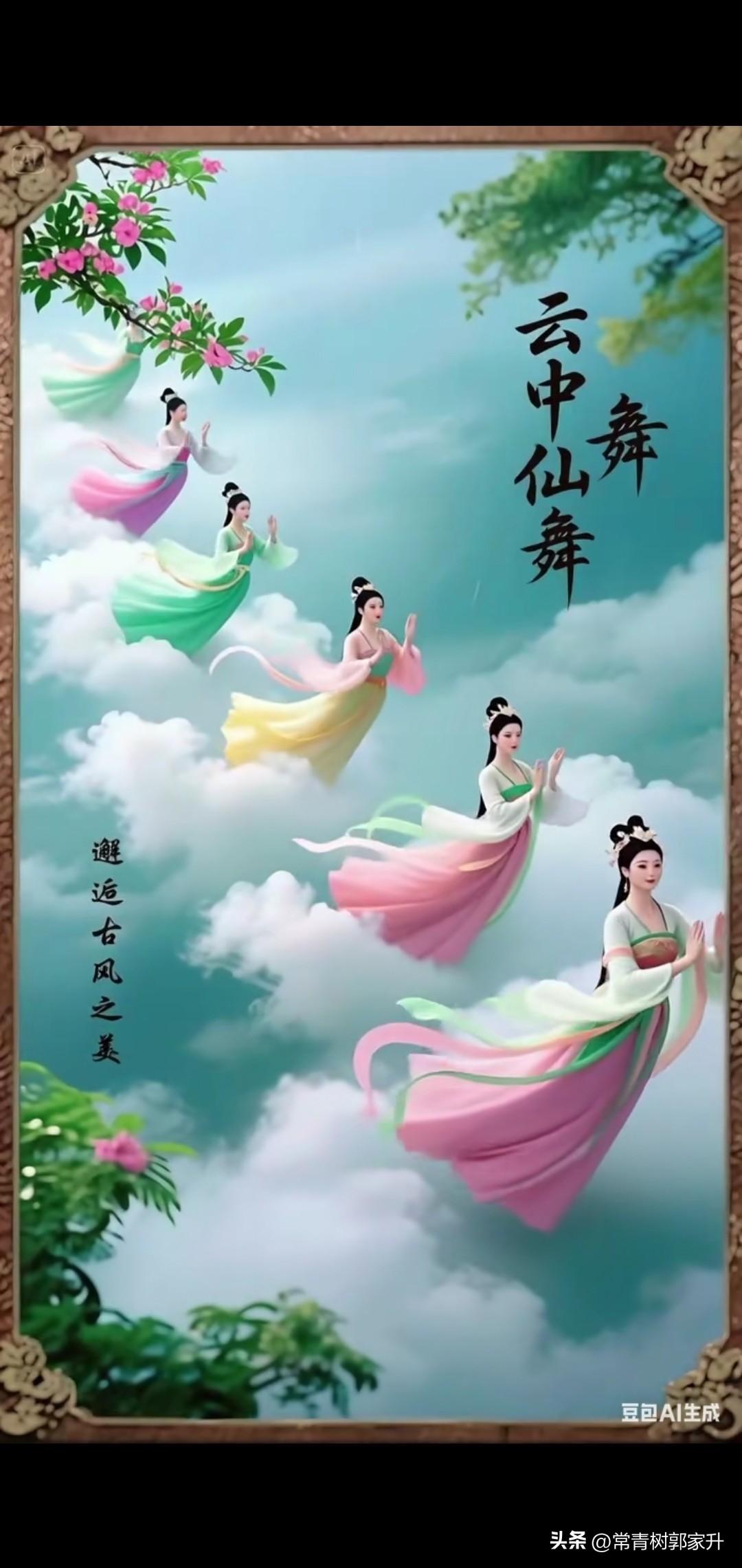 看图作文
         云中仙舞
 
云霭漫空绕，仙袂舞轻盈。素衣飘袂舒卷，