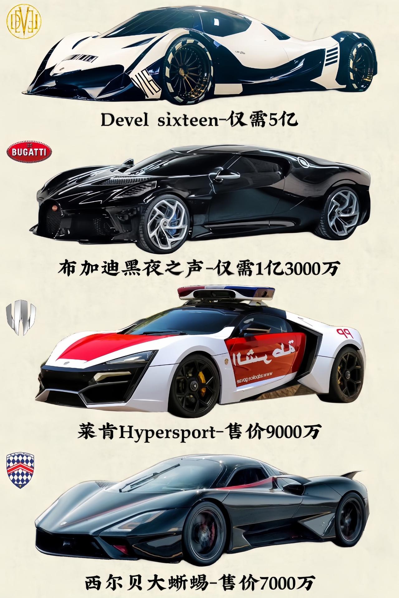 陆地超跑天花板系列，谁才是你的最爱？#超级跑车 #布加迪 #莱肯 #兰博基尼