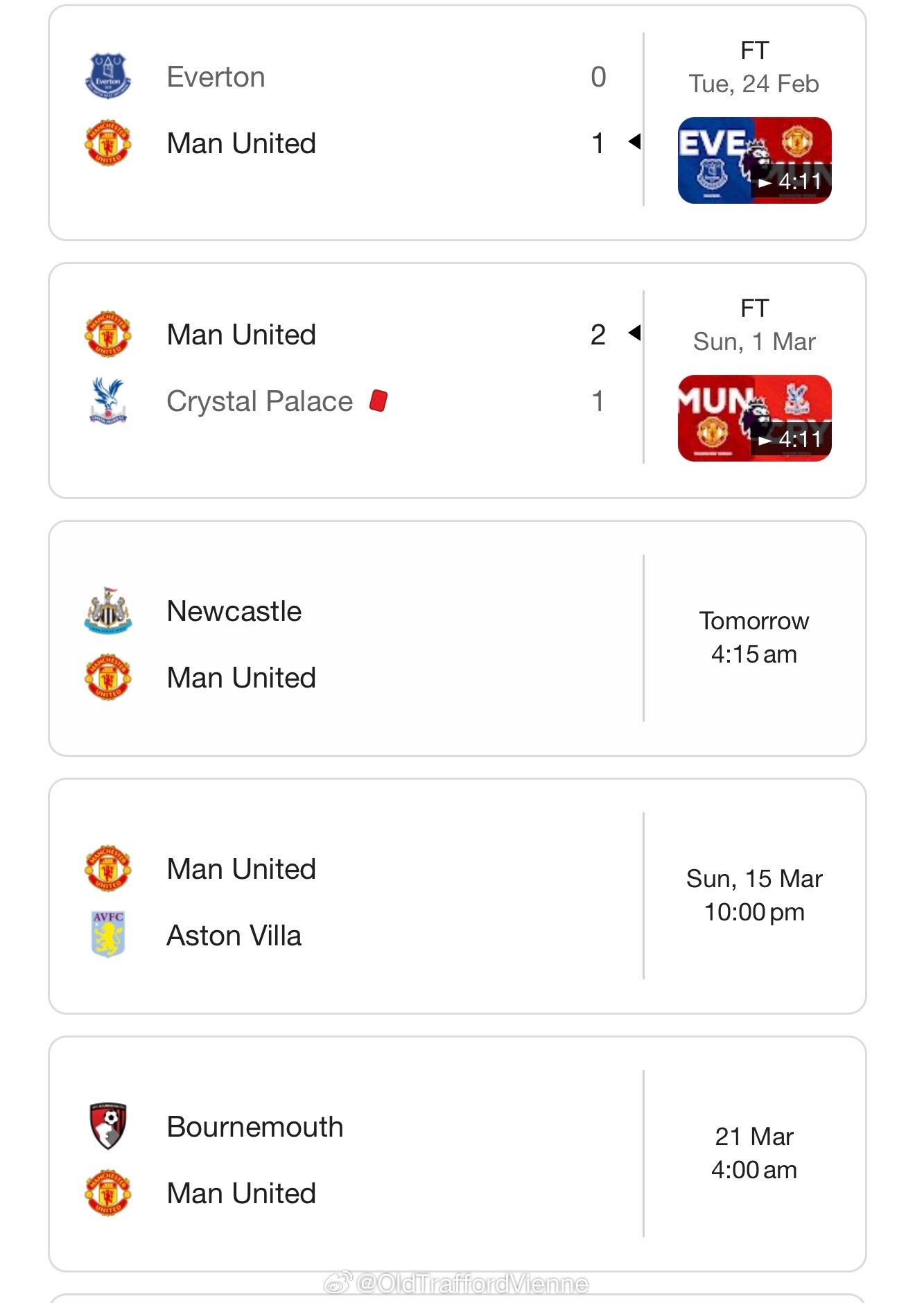 曼联1-1西汉姆后的五场比赛，已经拿下6分，接下来的三场，你认为曼联拿下____