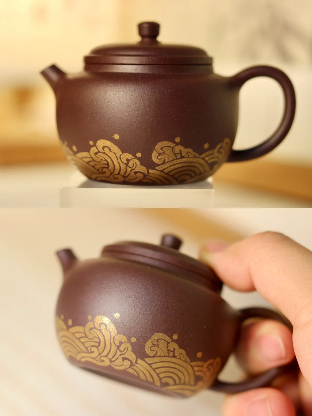 粉丝定制｜紫砂壶描金海浪～