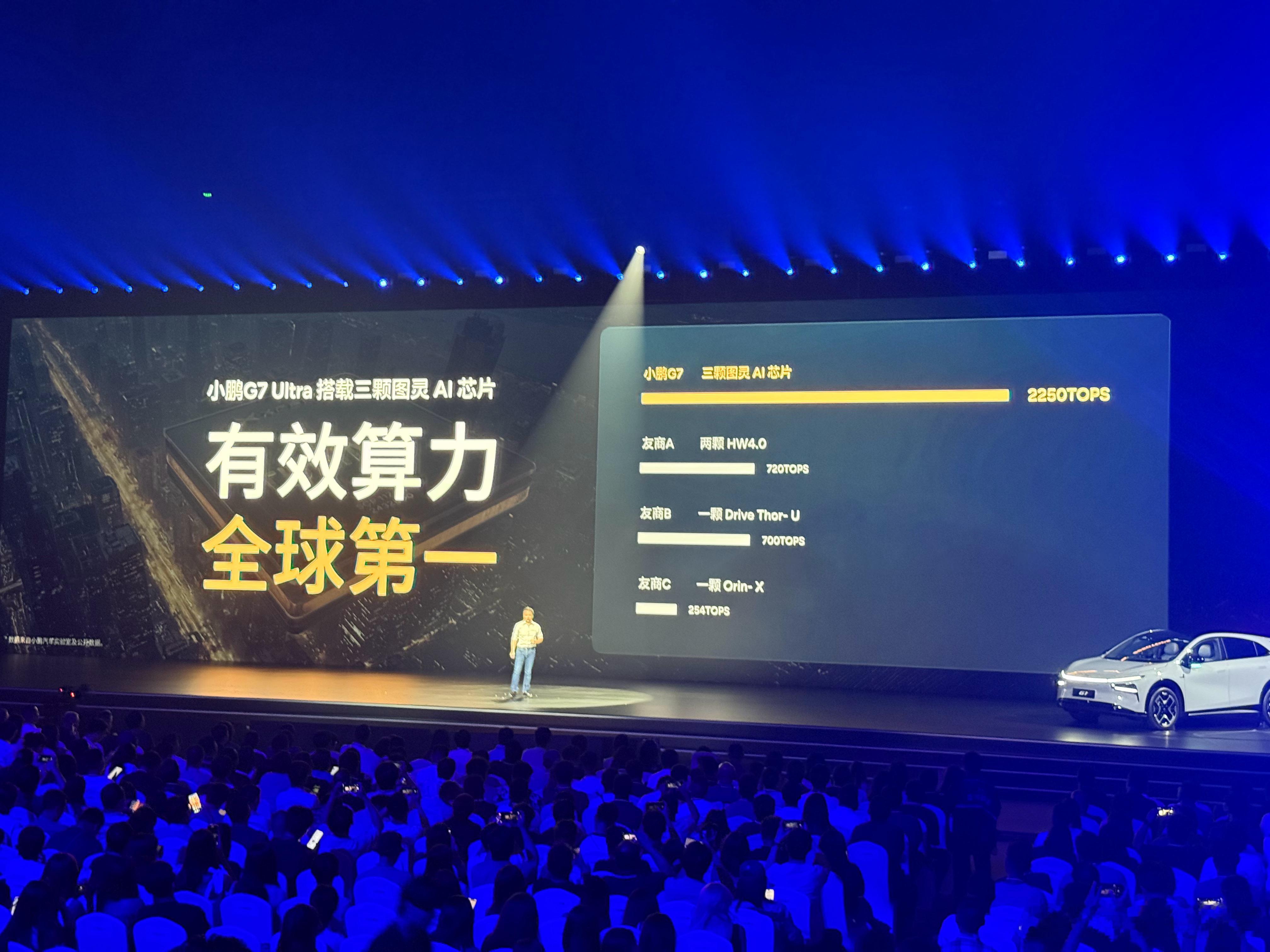 突然发现一个不太严谨的地方，比较算力的时候，G7的2250TOPS是三颗图灵芯片