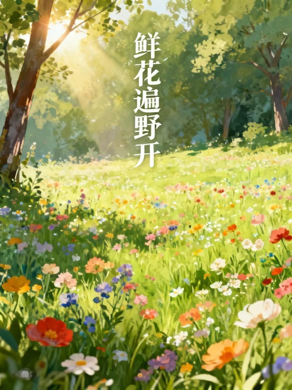 出上：春风有爱千枝绿，
对下：谷雨多情万朵红。