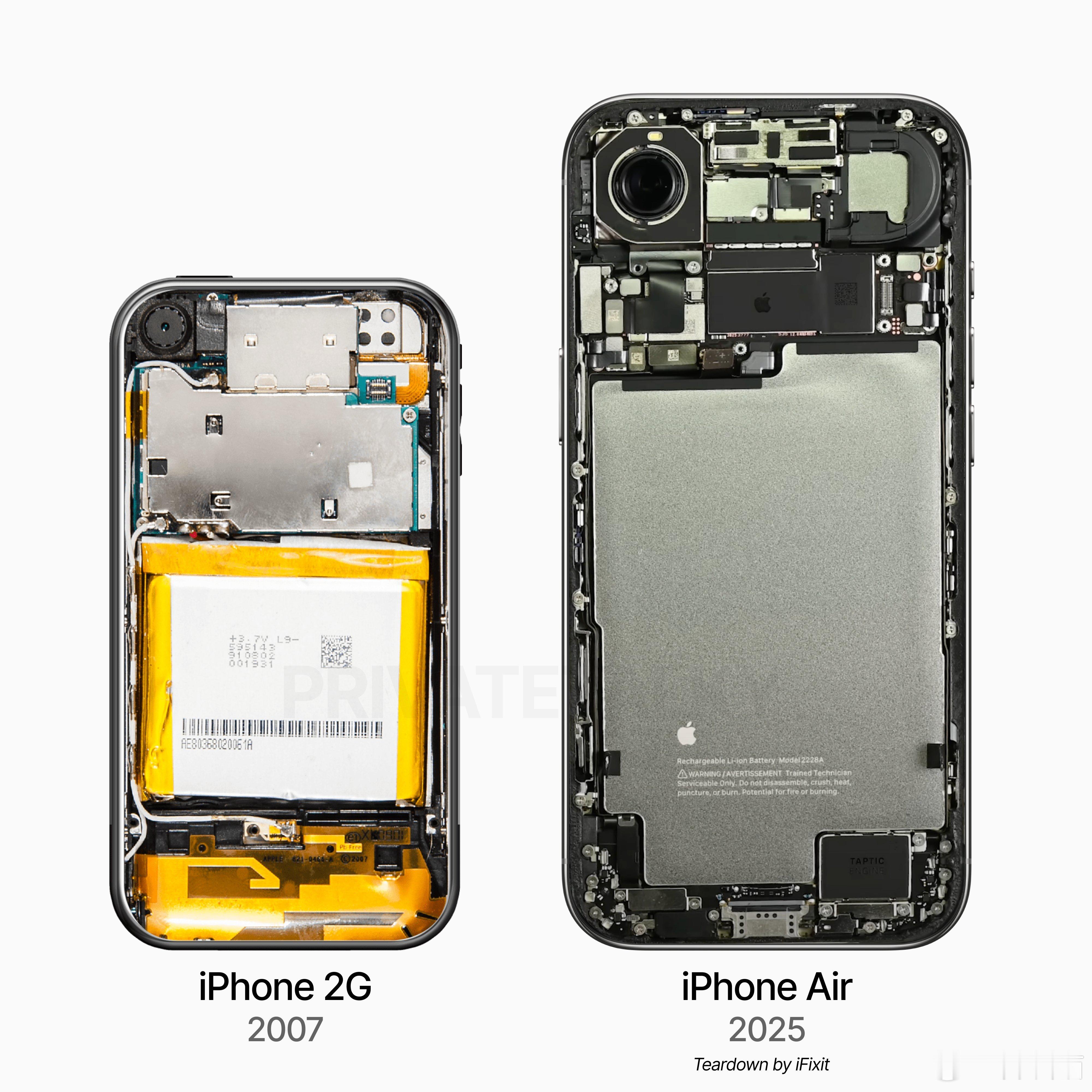 初代iPhone对比iPhone Air内部设计有一说一，苹果手机内部设计确实有
