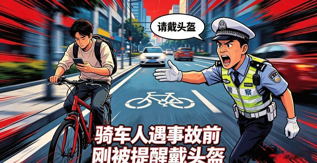 骑车人遇交通事故前刚被提醒戴头盔真的太让人揪心了，安全提醒从来都不是小事，骑行出