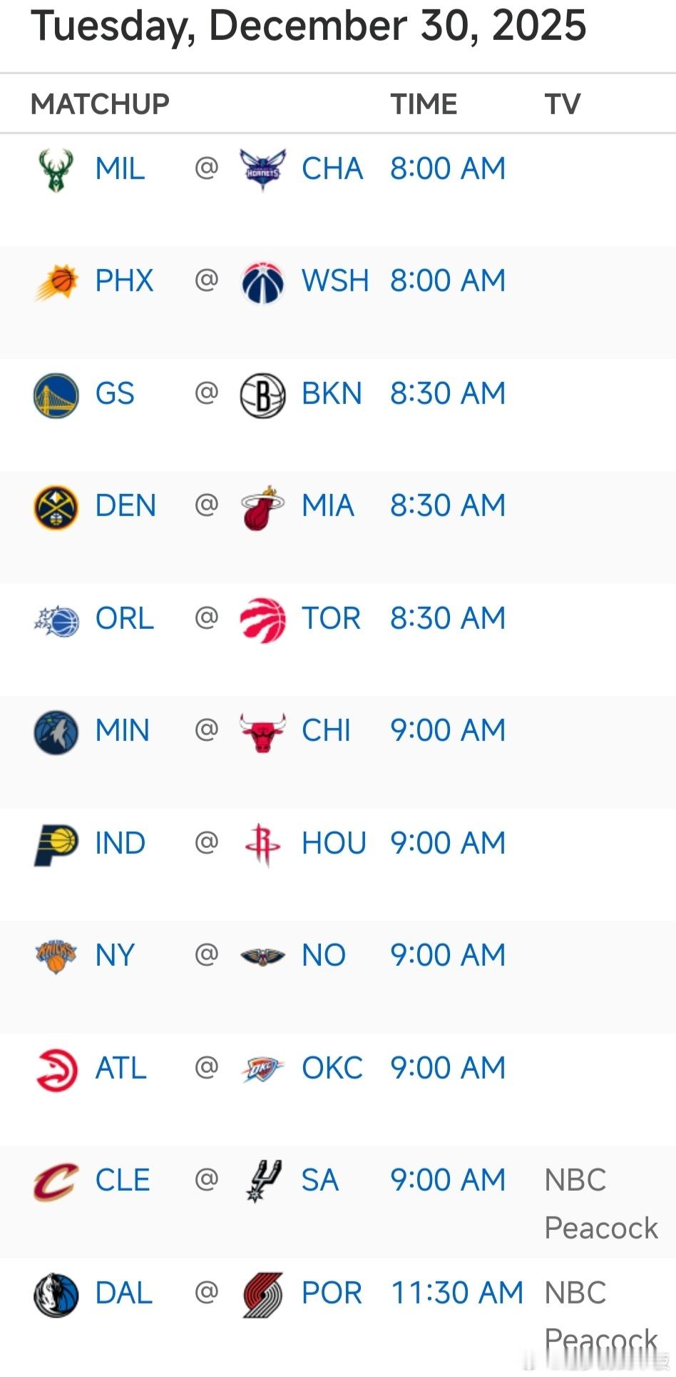 明日11场比赛预告🎬8:30 勇士vs篮网，掘金vs热火9:00 森林狼vs公