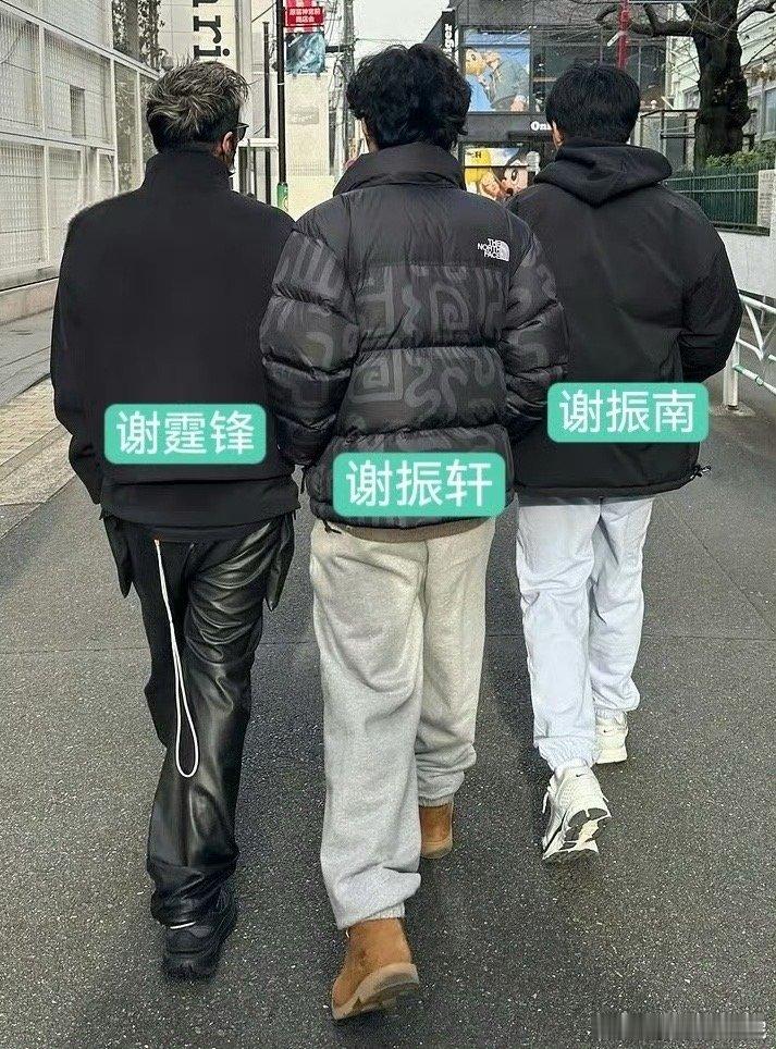 谢霆锋和两个儿子背影照 哇哇，感觉三个大男孩在一起散步，好帅！谢霆锋和两个儿子的