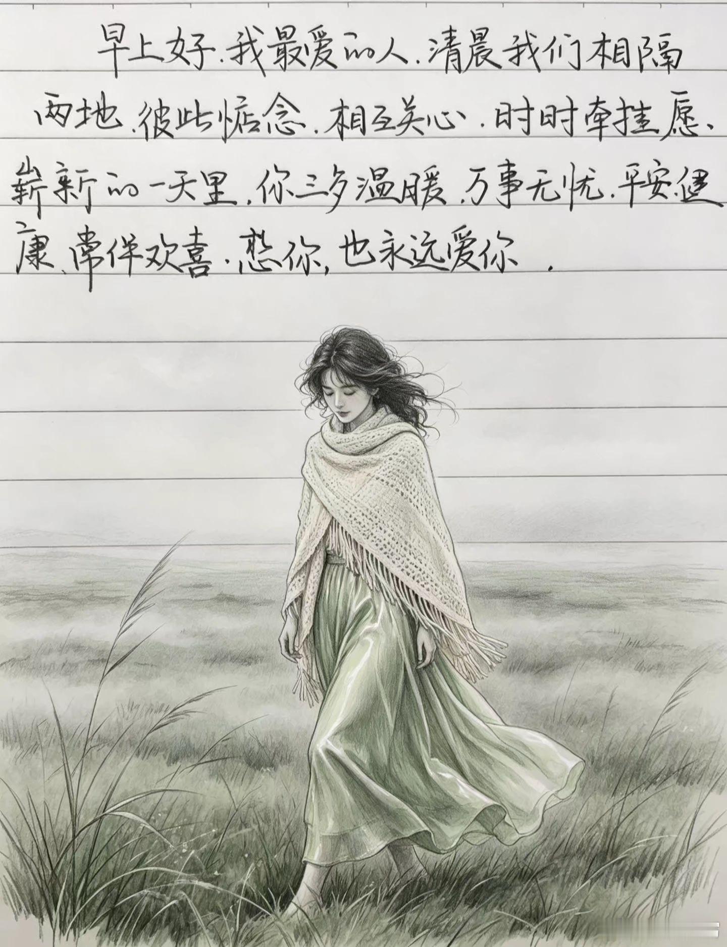 早上好．我最爱的人．清晨我们相隔两地．彼此惦念．相互关心．时时牵挂愿崭新的一天里