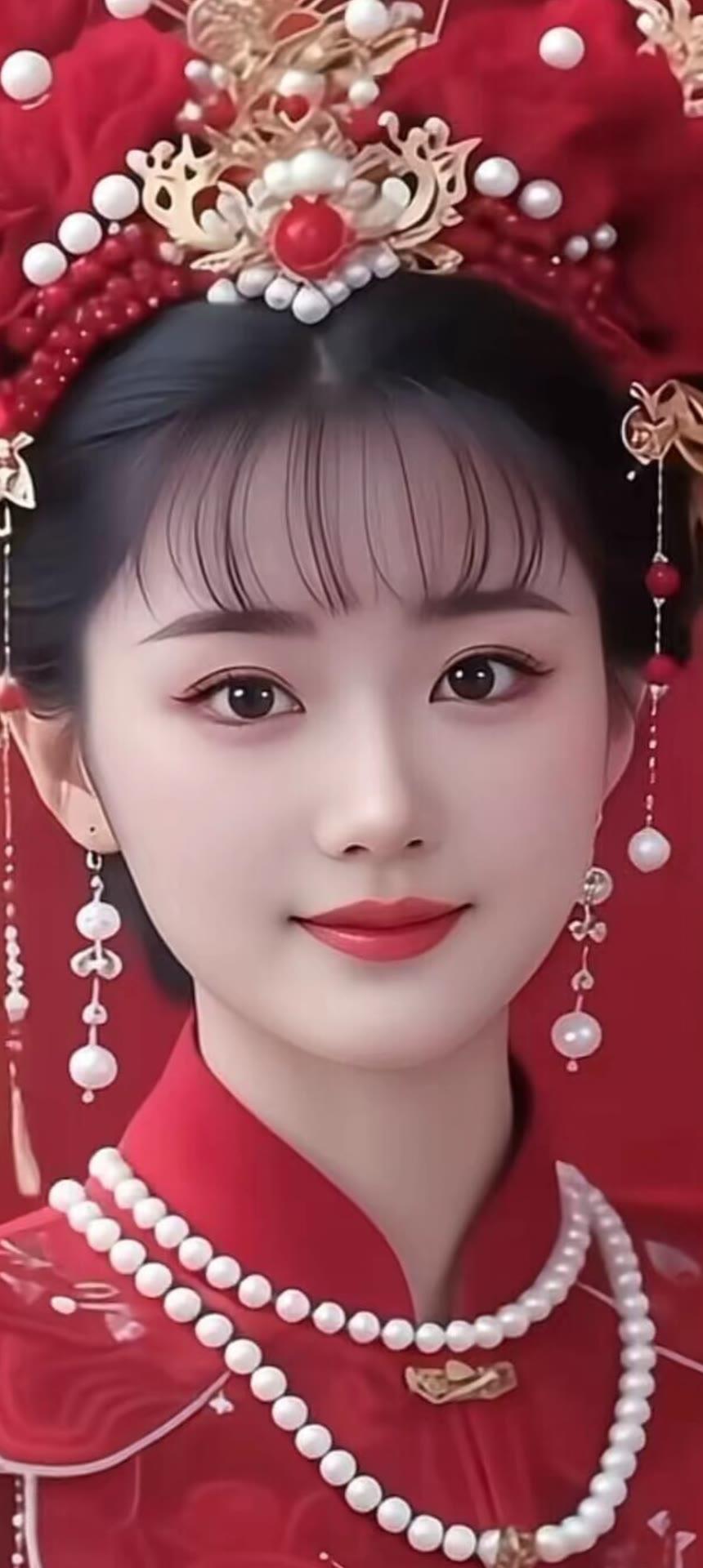 惊艳的古典新娘造型，红衣金饰，美不胜收！