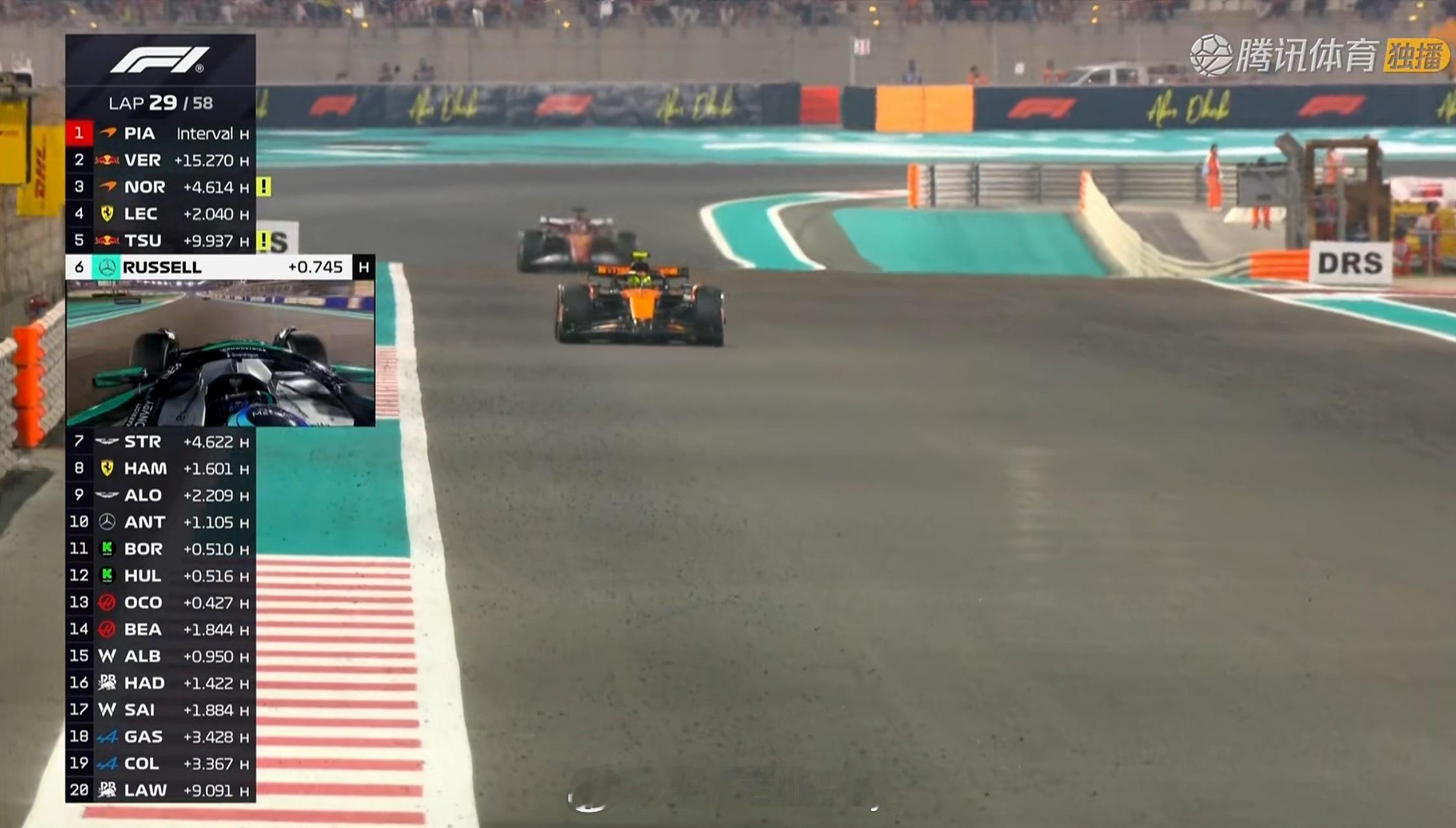 2025F1阿布扎比大奖赛 正赛奔驰这个配速拉塞尔连角甜都这么难去跟法拉利一点辙
