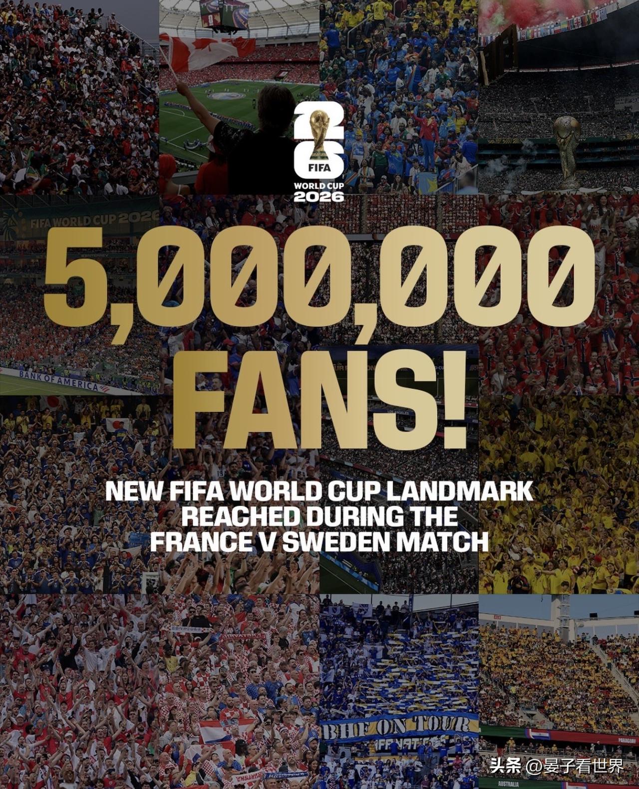 世界盃🏆觀眾人數首次超過500萬💐
5 million fans have 