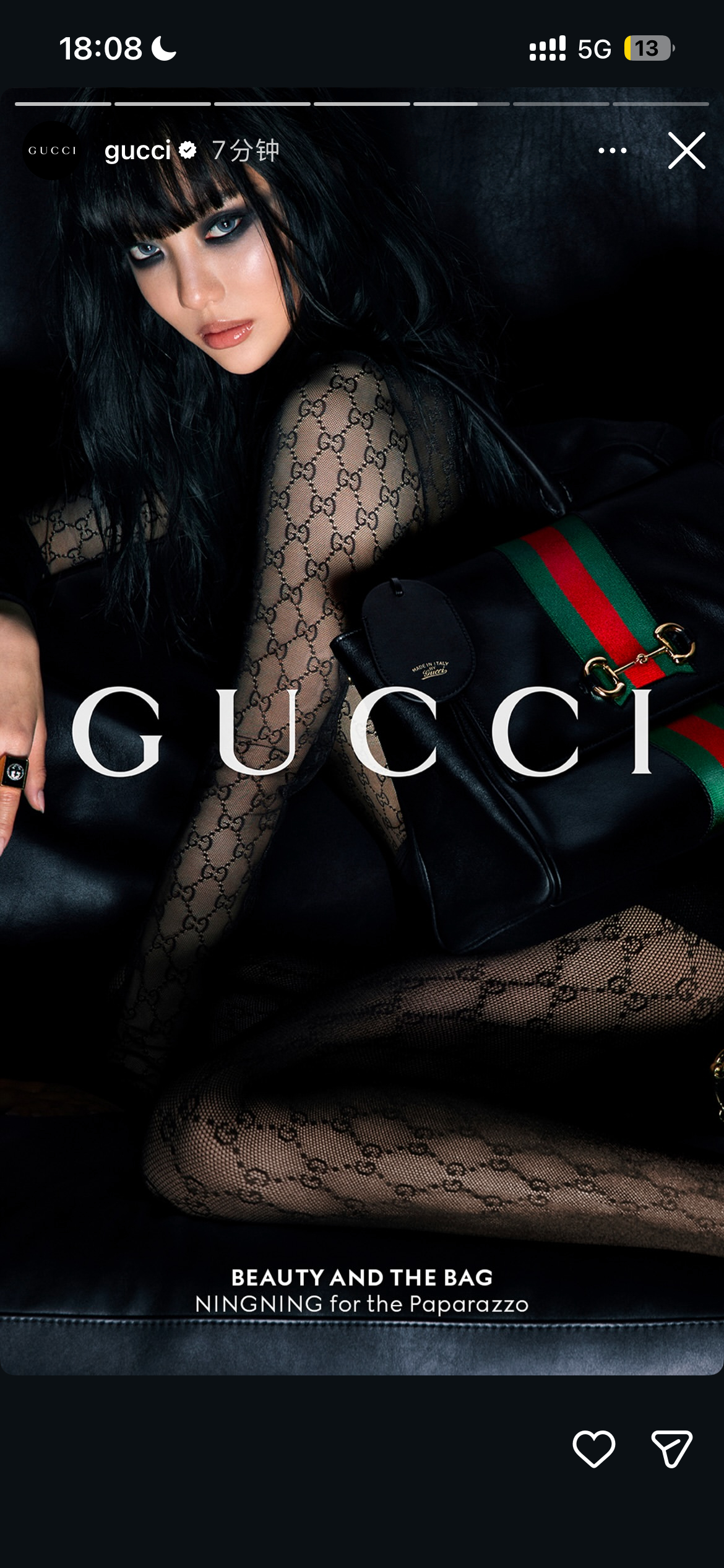 宁艺卓宁艺卓gucci广告 GUCCI  ins更新关于宁艺卓的新大片看出来很爱