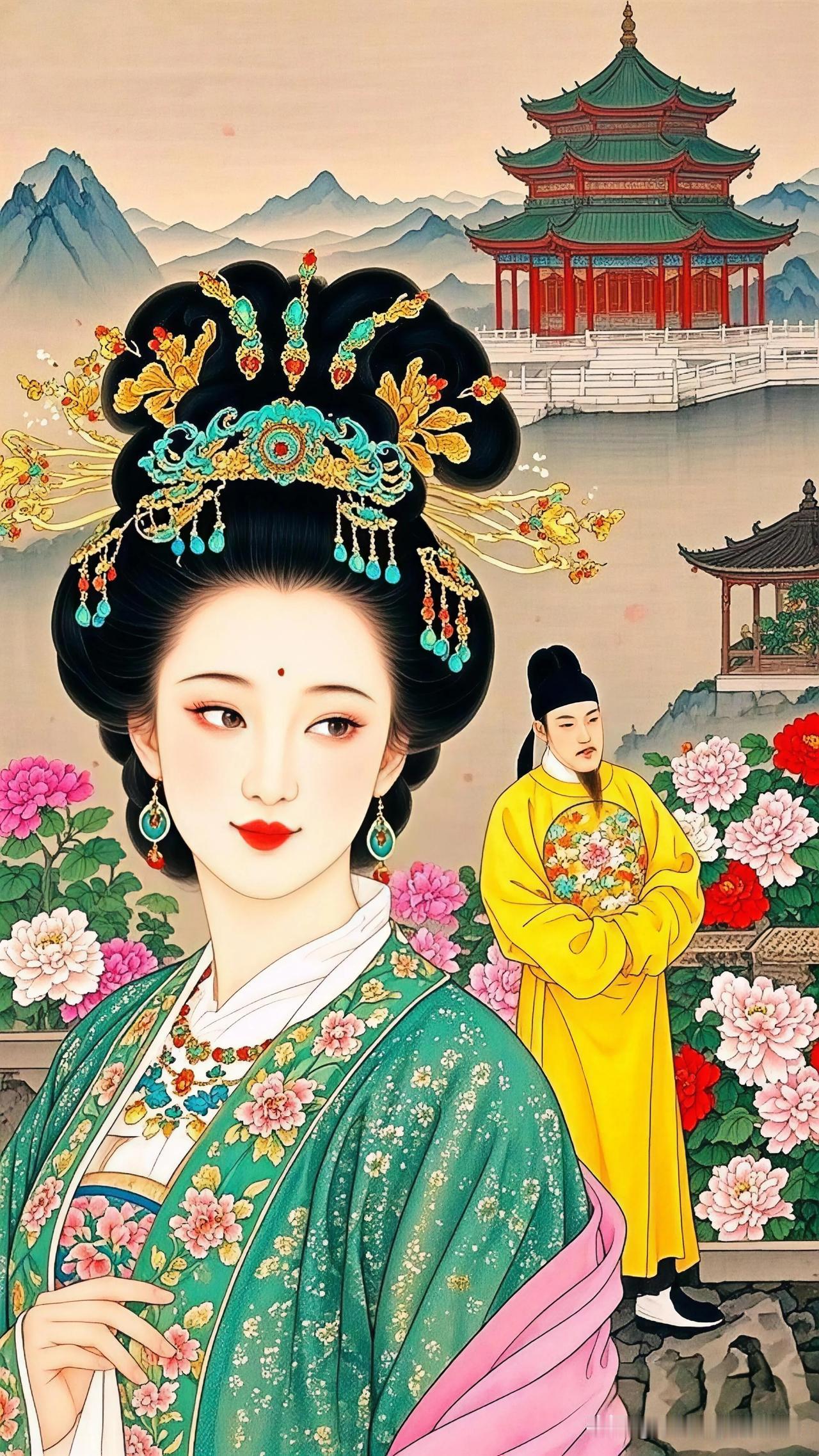 花间美人笑，楼阁映清波。