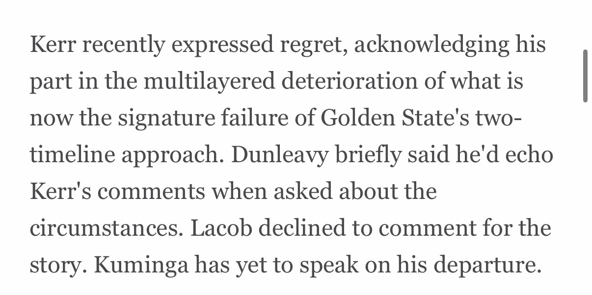 在关于库明加的新闻里看到一条有用的“科尔近期表示了歉意，承认自己在导致如今球队双