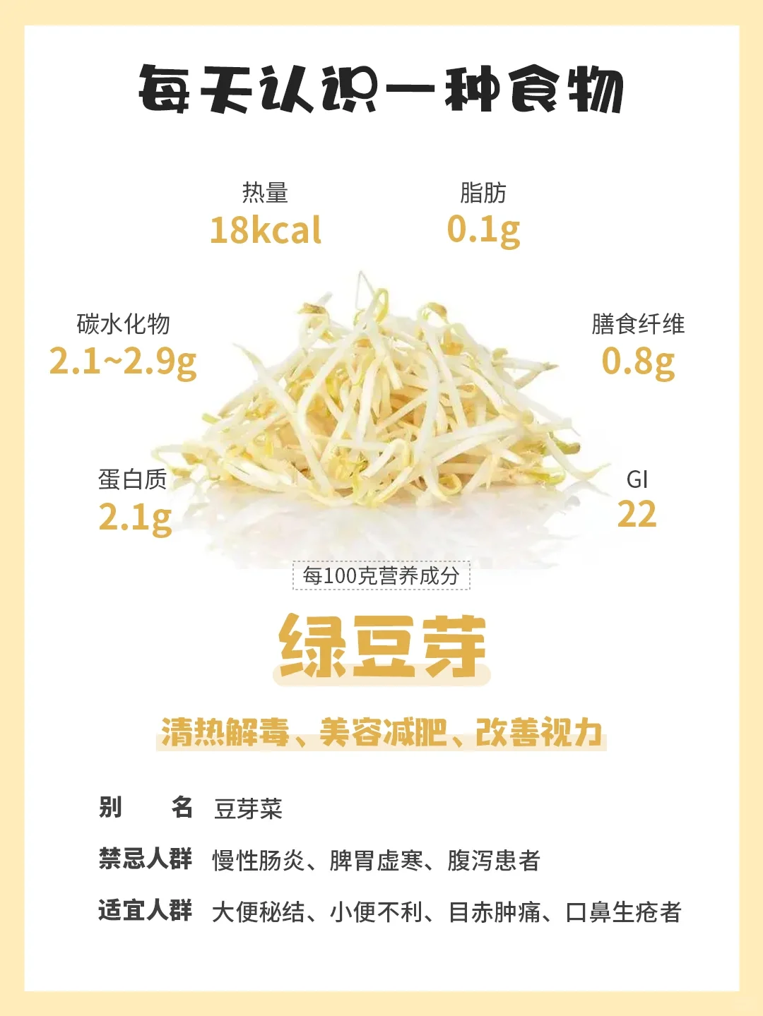每天认识一种食物87｜绿豆芽