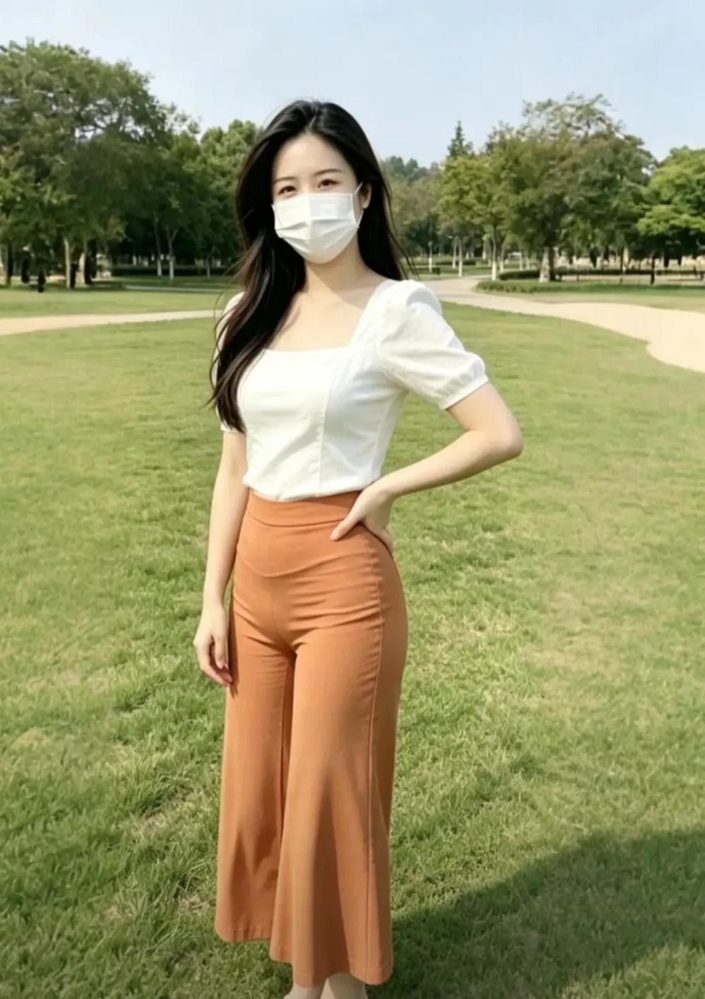 干净清爽的女孩，这气质怎么样。
在公园草坪随手拍下的一幕，一袭简约白衣搭配暖棕长