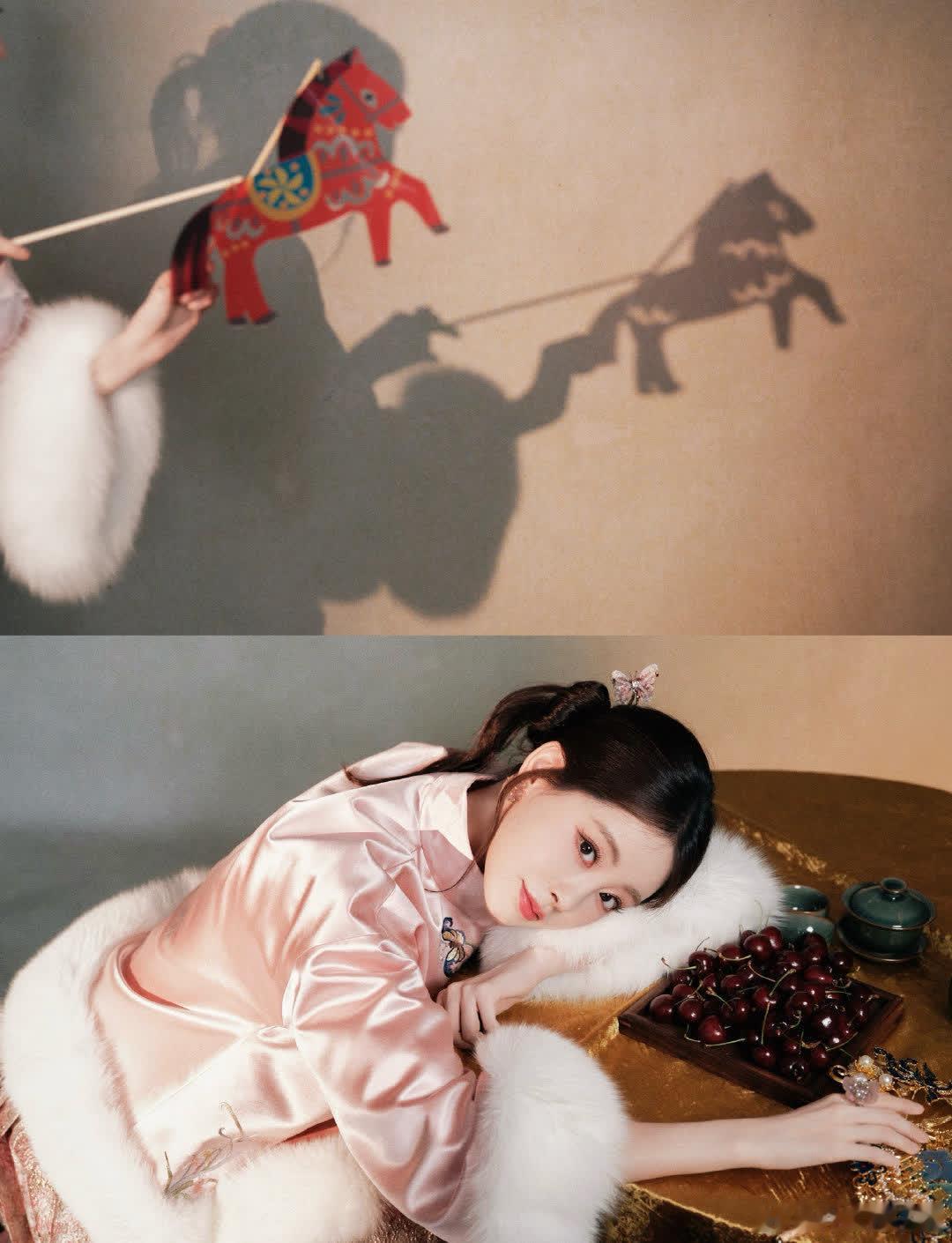祝绪丹真是美得令人惊艳，仿佛那纸鸢在蓝天中飞舞，与夕阳的云霞交相辉映；就像一片片