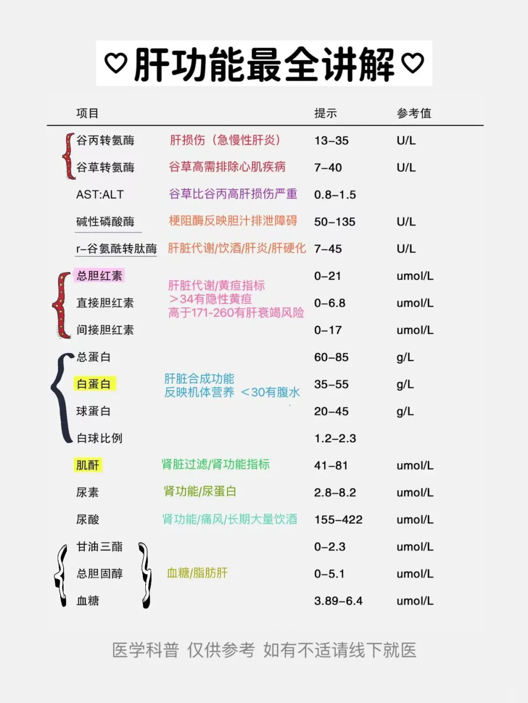 肝功能最全讲解，一分钟让你学会自己看！