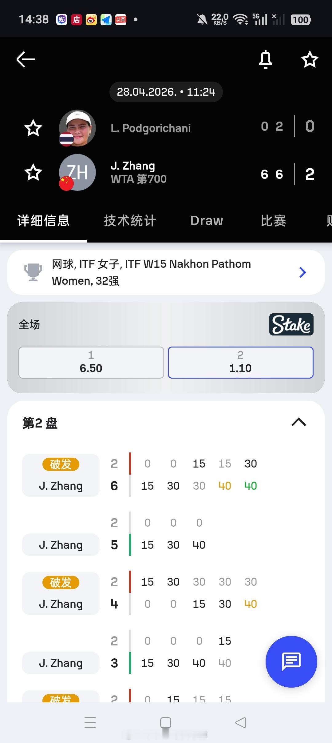 小花小草资讯 【🇹🇭佛统W15】女单第一轮5号种子张筠涵6-06-2横扫🇹