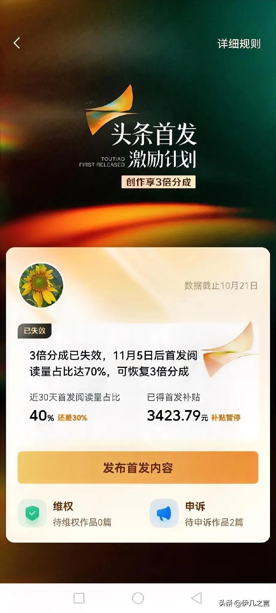 最近的头条真不好写了。今天收到平台发来的通知，说我的微首发已经连续15天不足70