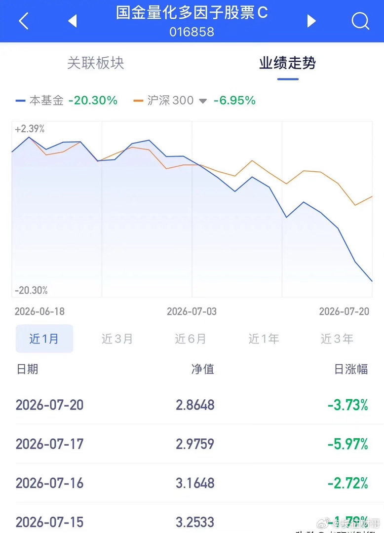 对标小盘股的中证2000的量化基金一个月暴跌20.3%：2026年7月20日复盘