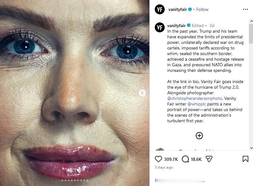 近距离脸部特写中，可见菜维特的嘴唇被拍得格外清晰，唇缘交界线出现多个红点，被部分