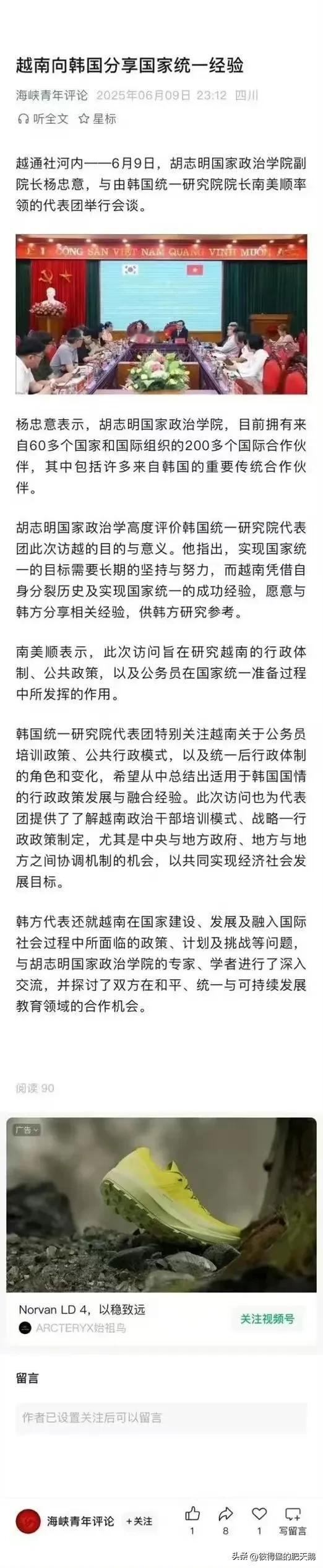 纯属肥鹅的个人看法啊，越南分享的统一经验，韩国用不了吧。

南边的思密达+美国用