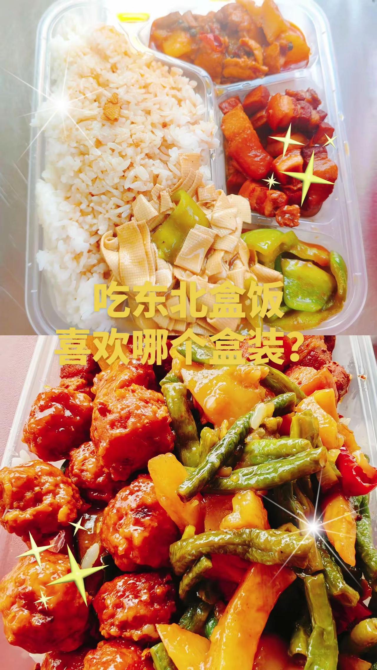 吃东北盒饭你喜欢用分装盒还是混装呢。你喜欢哪一种餐盒装盒饭？干饭人的下饭菜 嘎嘎