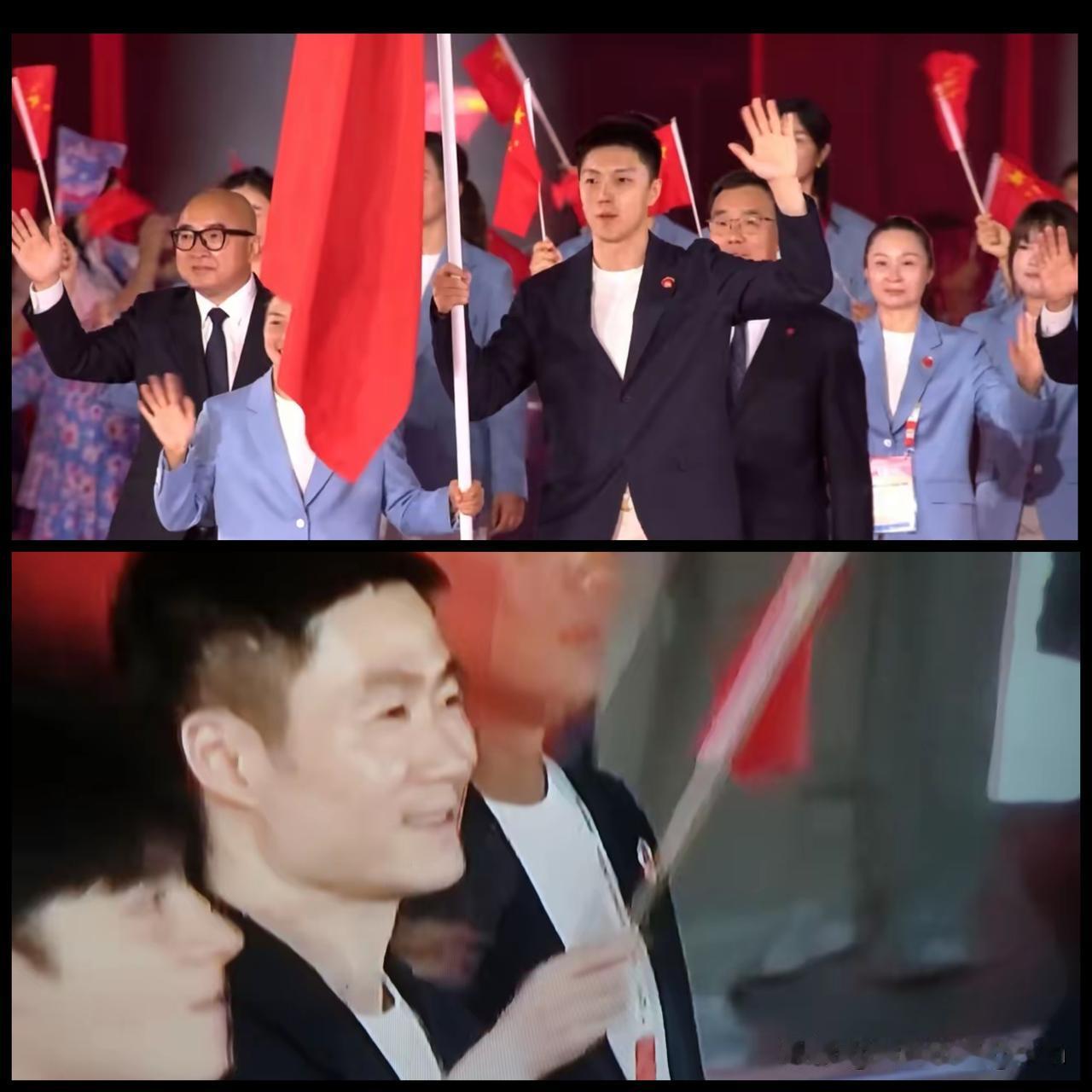 很遗憾没有看到国乒参赛队员出席亚运会开幕式。

很多球迷蹲守在电视机前，找了半天