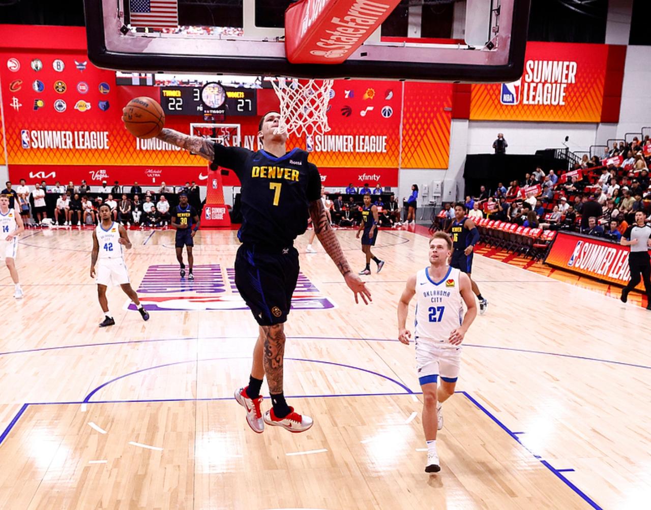 北京时间2026年7月15日，NBA夏季联赛，掘金vs雷霆，掘金全场保持领先，没
