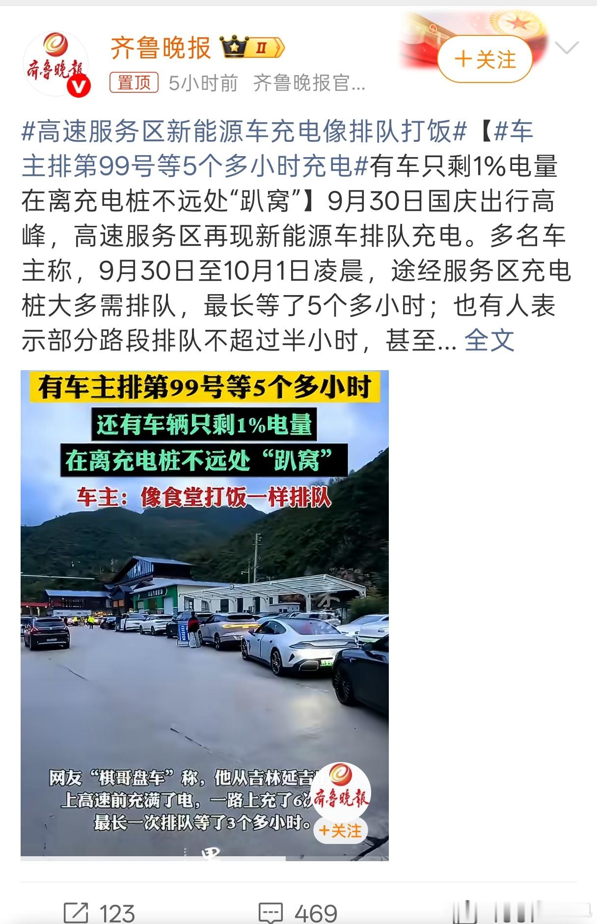 车主排第99号等5个多小时充电这么夸张？你排队充电最长是几分钟？ ​​​
