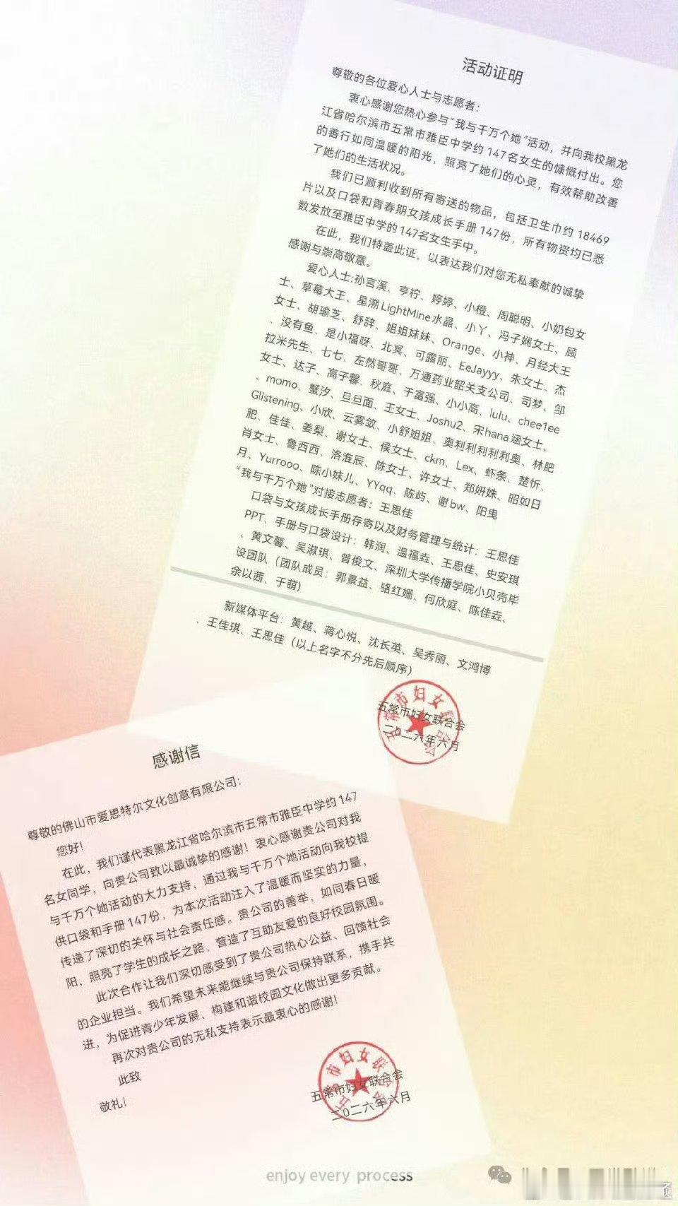 赵露思粉丝又在默默做公益了 