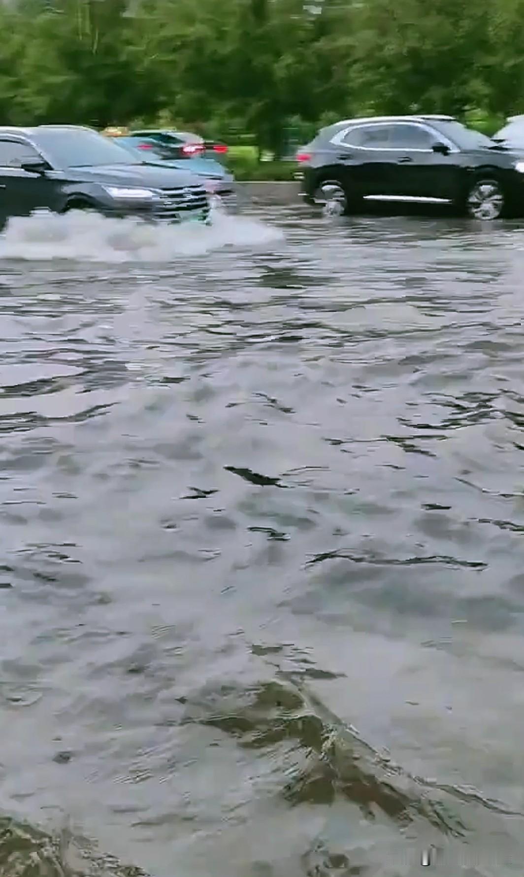 今年的天津雨水大，
周二那天下午五点多，天渐渐地黑下来了，
远处的天边不时传来隆