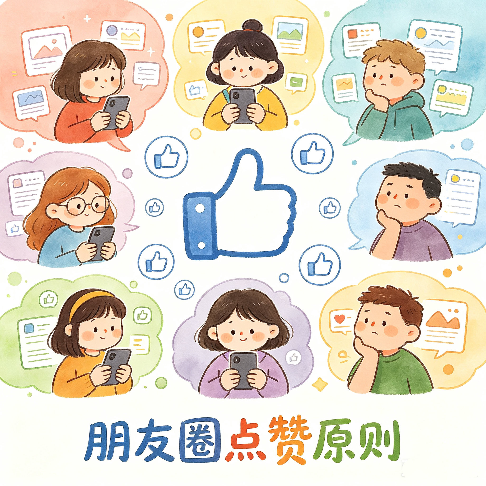 我的朋友圈点赞原则哈哈，我很随意看心情、看时间有时间就尽量多点 