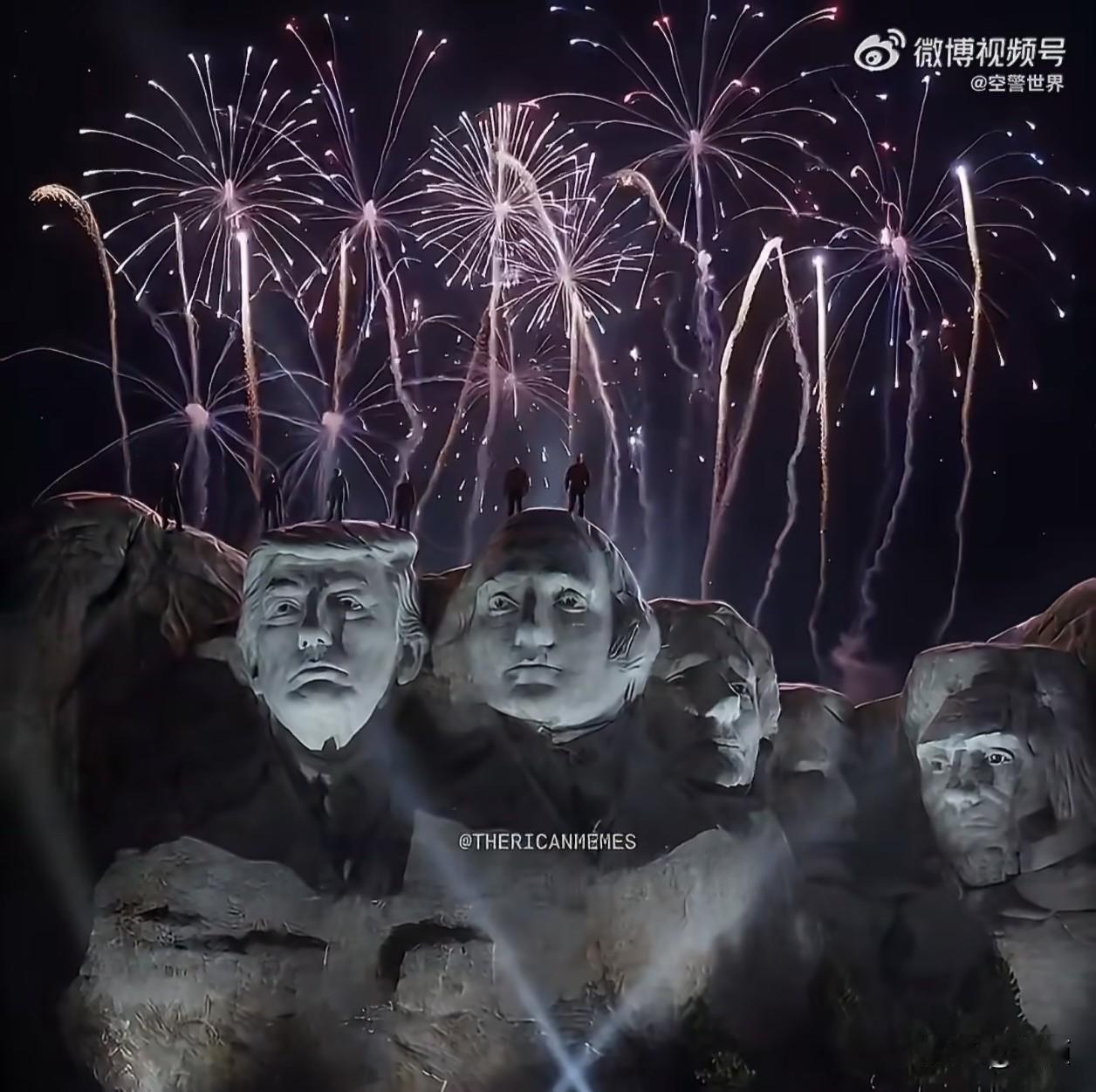 梦想成真？让特朗普高兴不已的视频，他终于可以和伟大的总统们并驾齐驱了。
当然这不