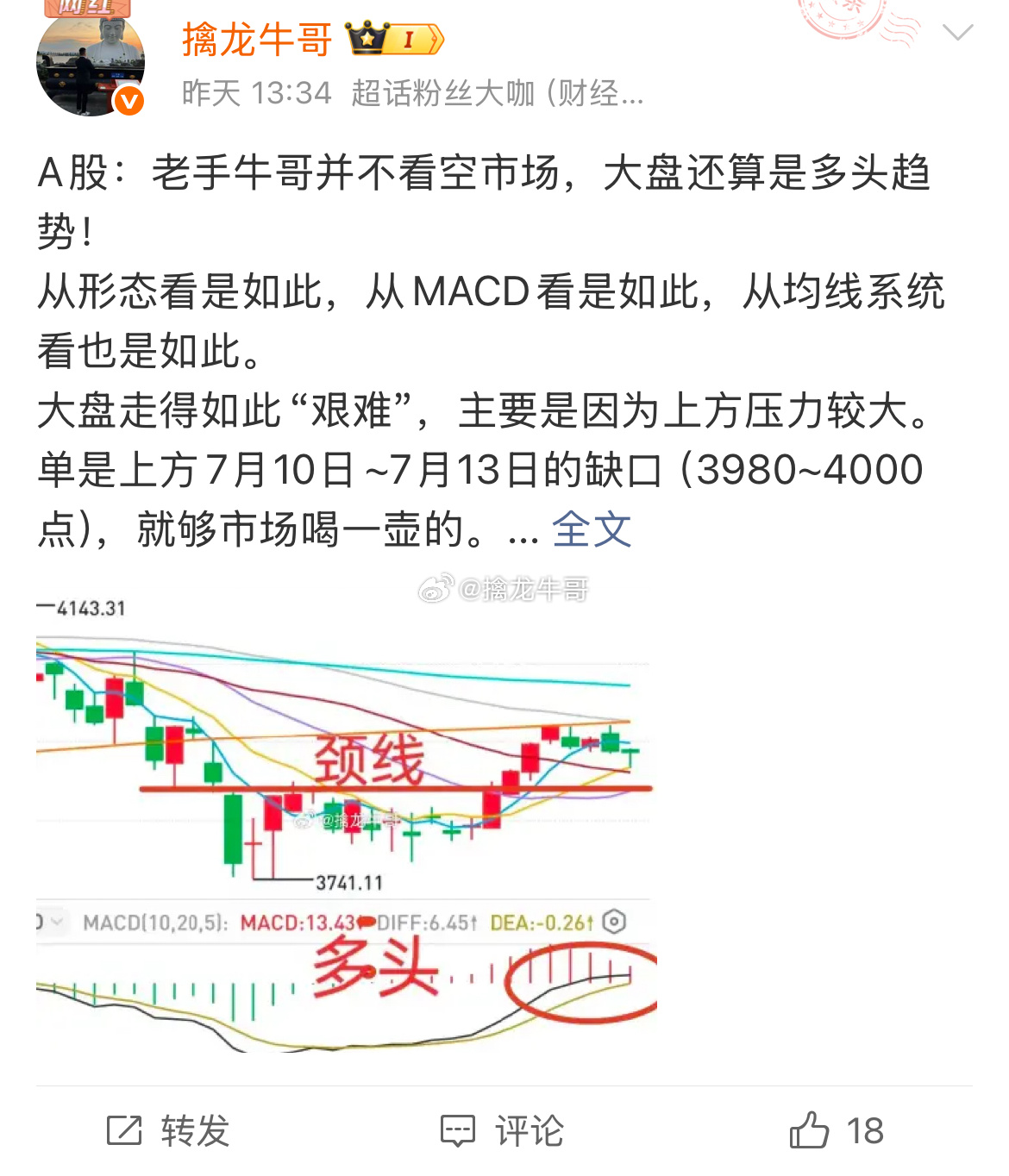 A股：大盘目标不变，挑战年线，攻击缺口！主力都没跑路，不应该慌，也不能怂。牛哥上
