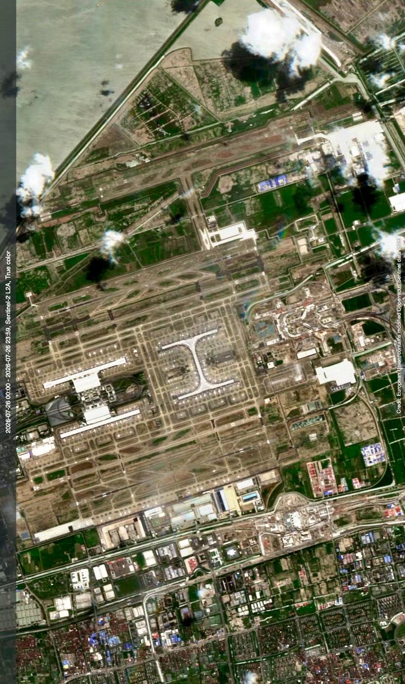 上海浦东机场最近高清卫星图（7.26）