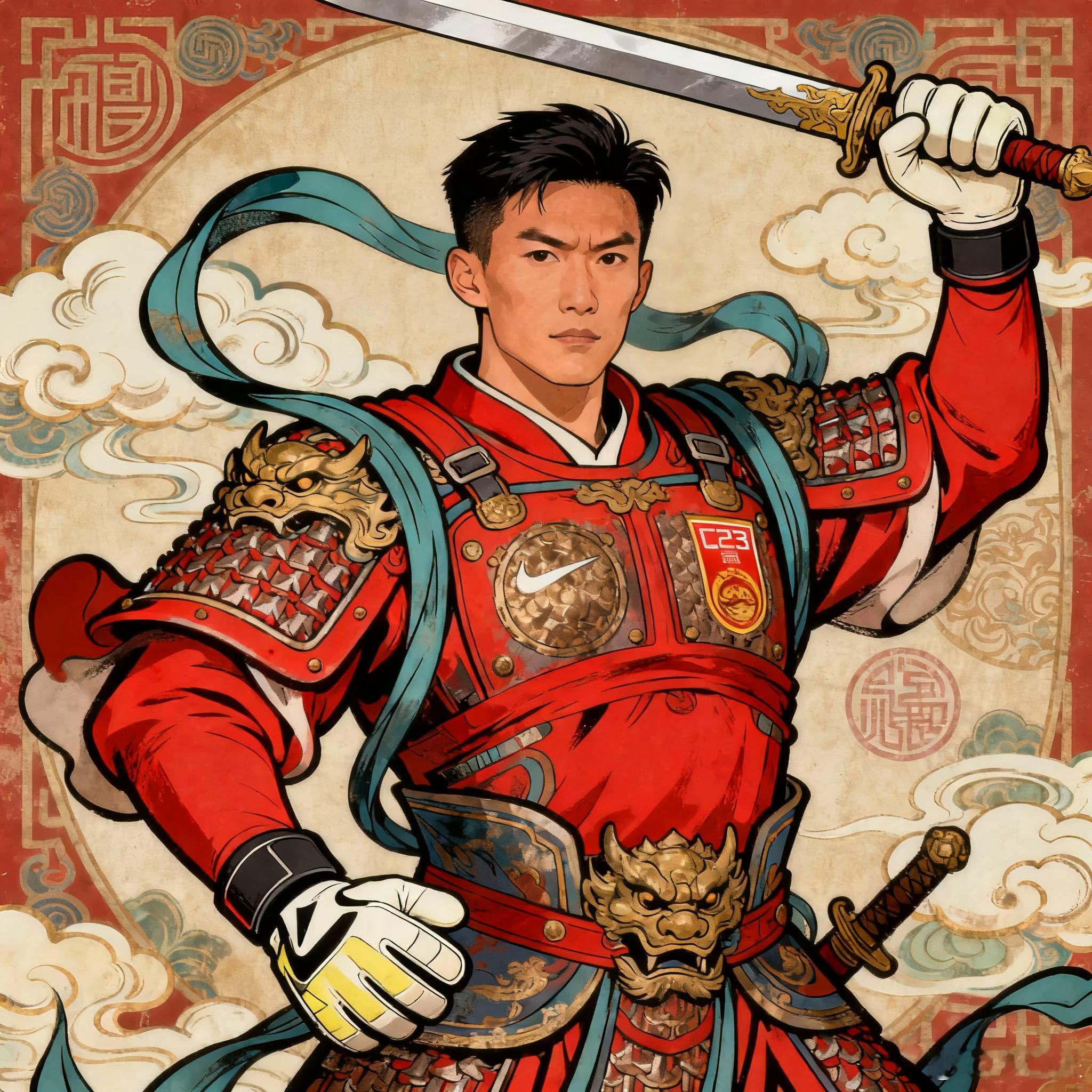 U23国足首进亚洲杯4强忍不住再感叹一句，李昊太强了！今年的门神年画就贴这张了